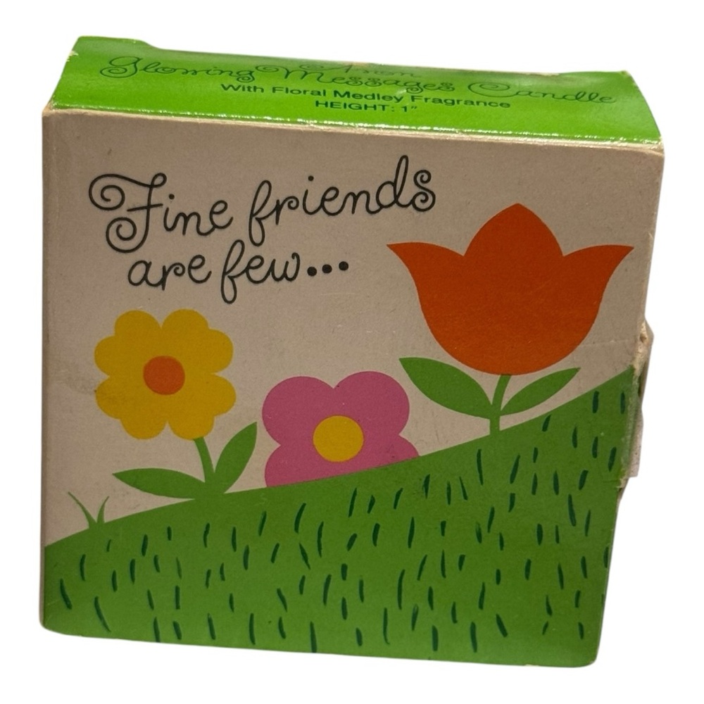 Vintage 1984 Avon Glowing Messages Candle - Floral Medley Fine Friends Are Few